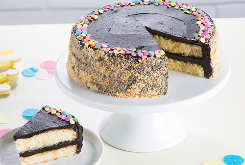 Golden Fudge Celebration Cake