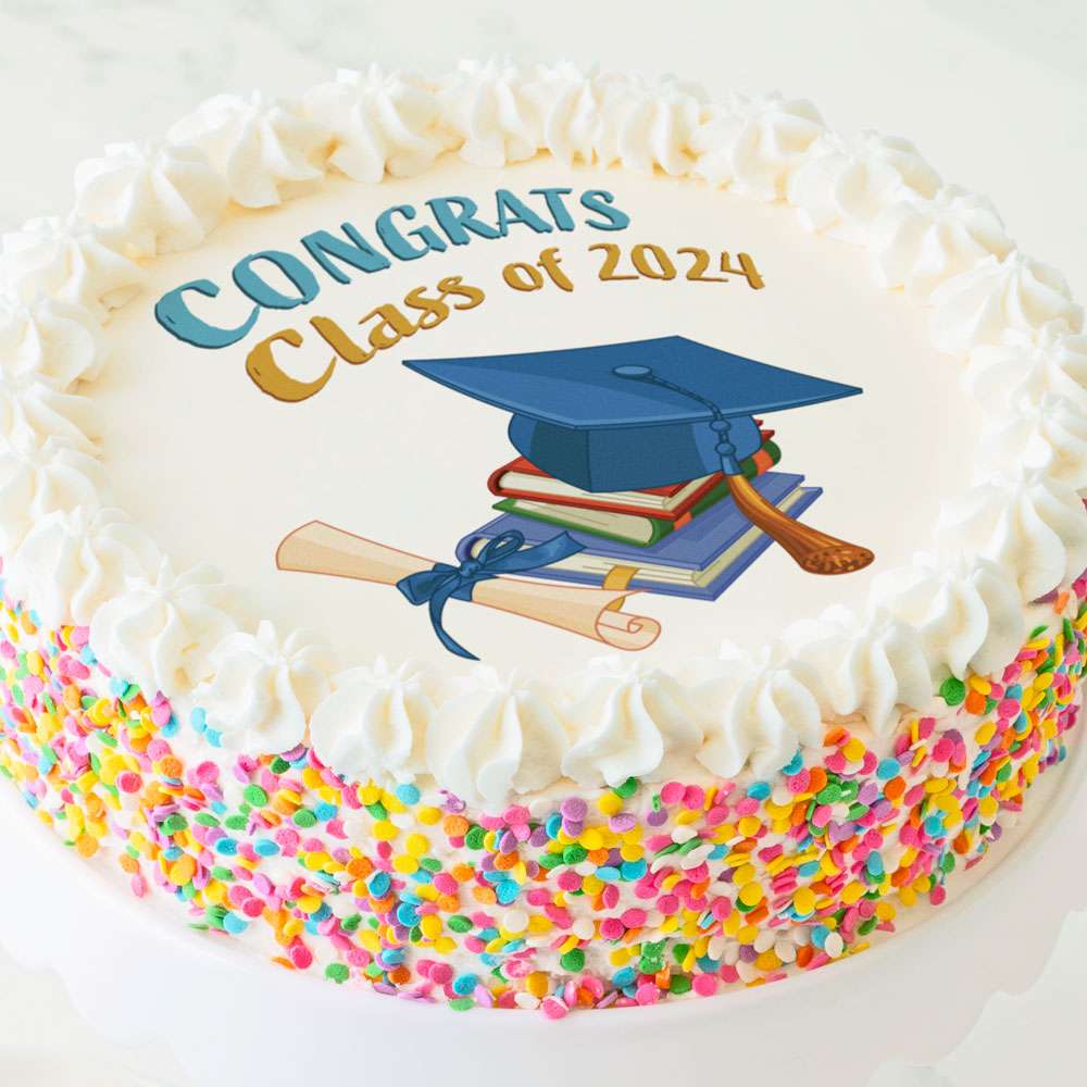 Grad with Limo on Round Cake – Tiffany's Bakery
