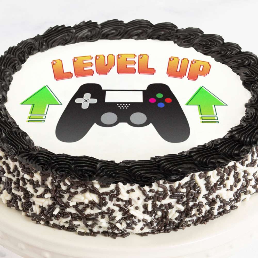 Level Up Gamer Cake Close-up