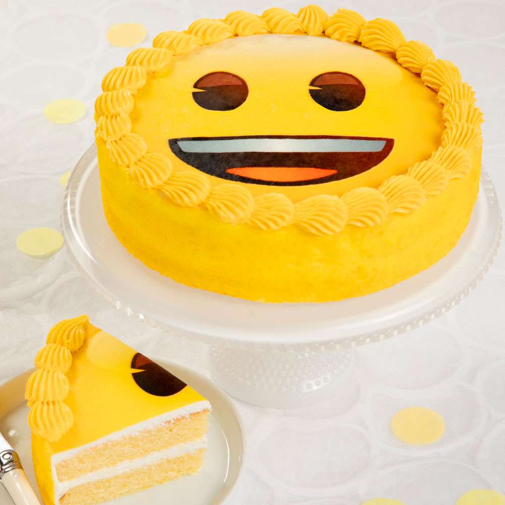 emoji Smiley Edible Cake Topper Image - Walmart.com